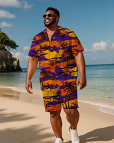 Hawaiian Vacation Style Men's Plus Size Pockets Shirt Shorts Suit
